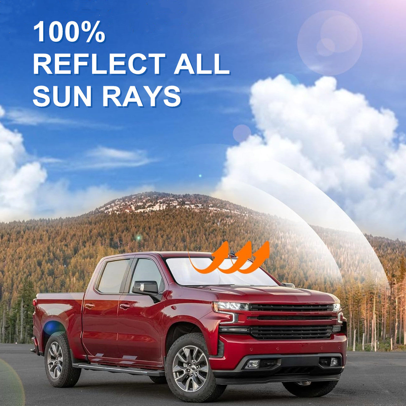 For 2014-2019 for Chevy Silverado Front Windshield Sun Shade Foldable Block UV Cover