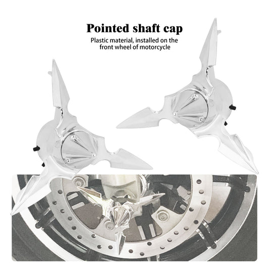 Chrome Spun Blade Front Axle Cap Nut Covers for Harley Road Electra Glide 08-23