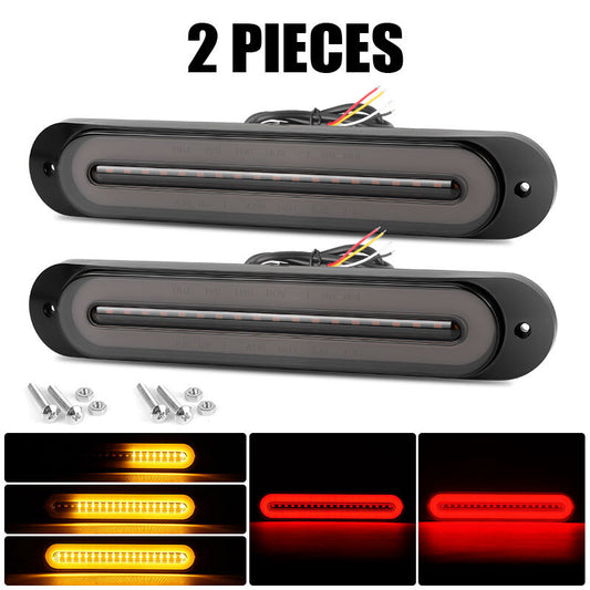 Flowing LED Brake Turn Signal Tail Lights Stop DRL Red/Amber Truck Trailer 9''