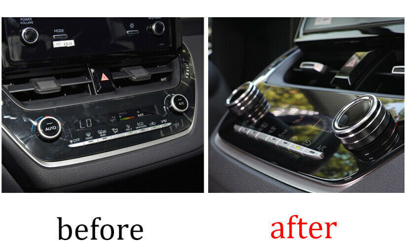 for Toyota for Corolla 2019-2021 Black Aluminum Middle Console AC Knob Cover Trim 2P