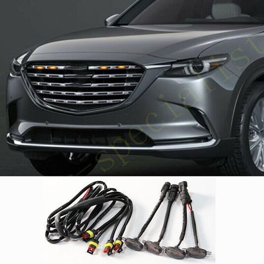 for Mazda CX-9 2021-2024 smoke Style Front Grill LED Marker Light Kit