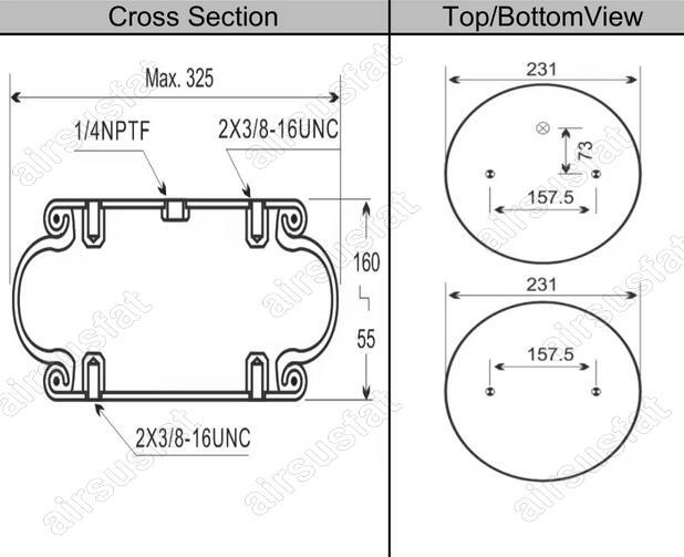 2X For Firestone W01-358-7008 Contitech FS 330-11 474 Suspension Spring Assembly