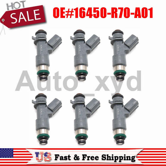 6-piece 16450-R70-A01 fuel injector kit for Honda Accord, for Acura MDX TL, TSX 3.5L, 3.7L