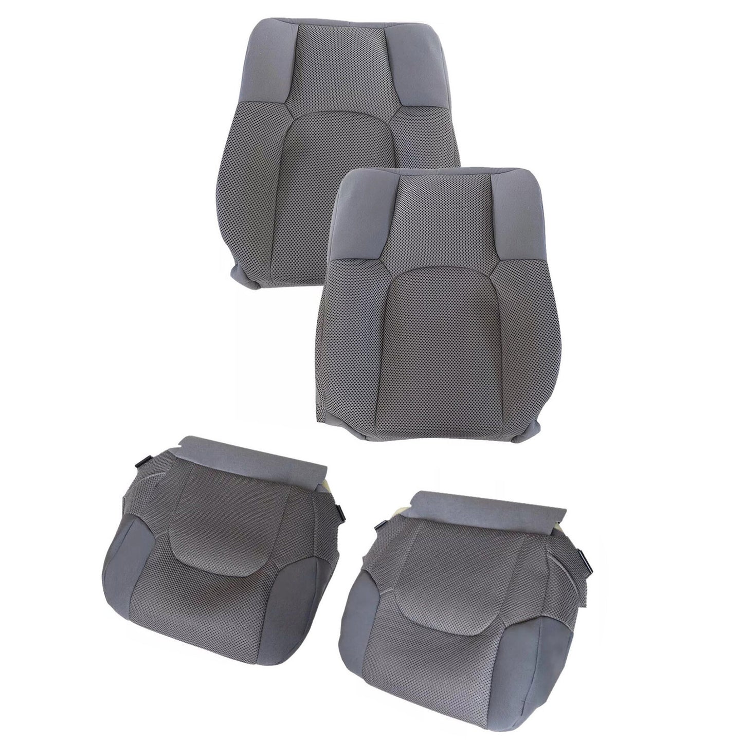 4PCS for Nissan Frontier 05-19 DriverPassenger Bottom-Top Cloth for Seat Cover Gray