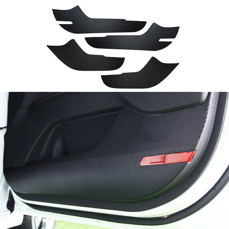 4P PU Carbon Fiber Look Inner Door Anti-Kick Panel Trim for Kia K3 Forte 19-2021