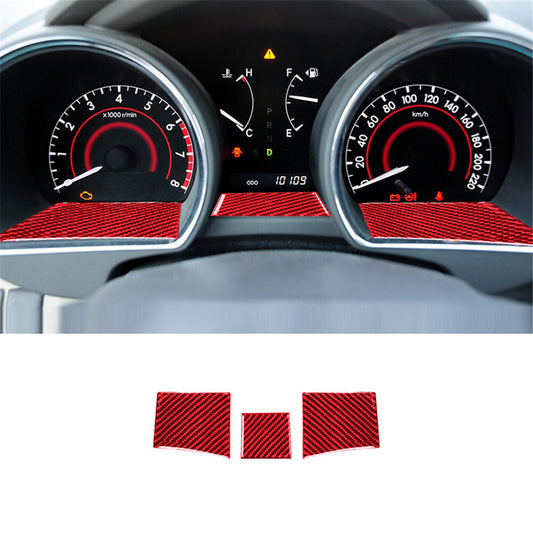 3X Red Carbon Fiber Dashboard Gasket Cover Trim for Toyota Highlander 2008-2013