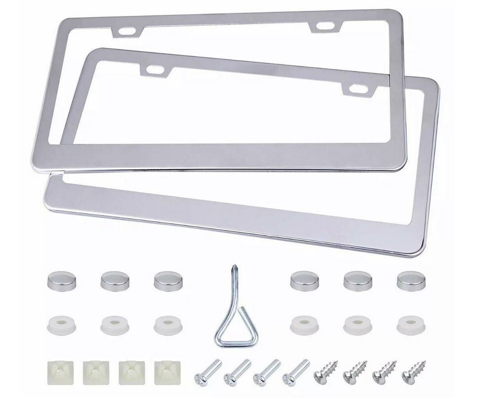 2-piece car license plate frame cover, rear boot screw cap, chrome-plated, suitable for Mercedes-Benz