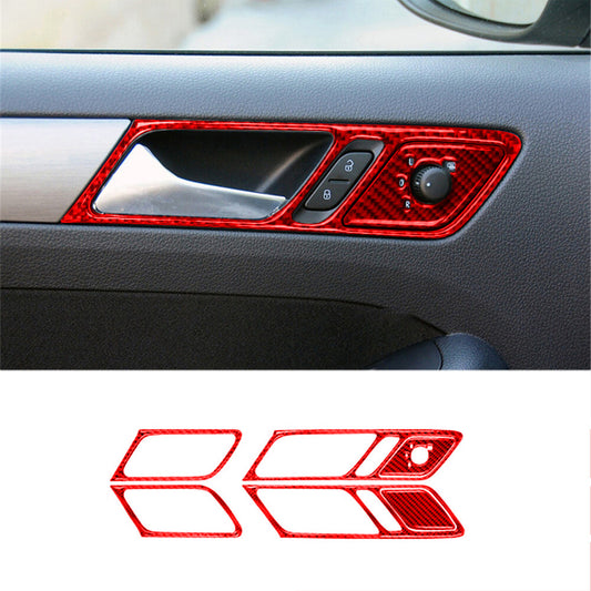 Red Carbon Fiber Door Handle Cover Trim for Volkswagen for Jetta Sedan 2011-14 TypeA