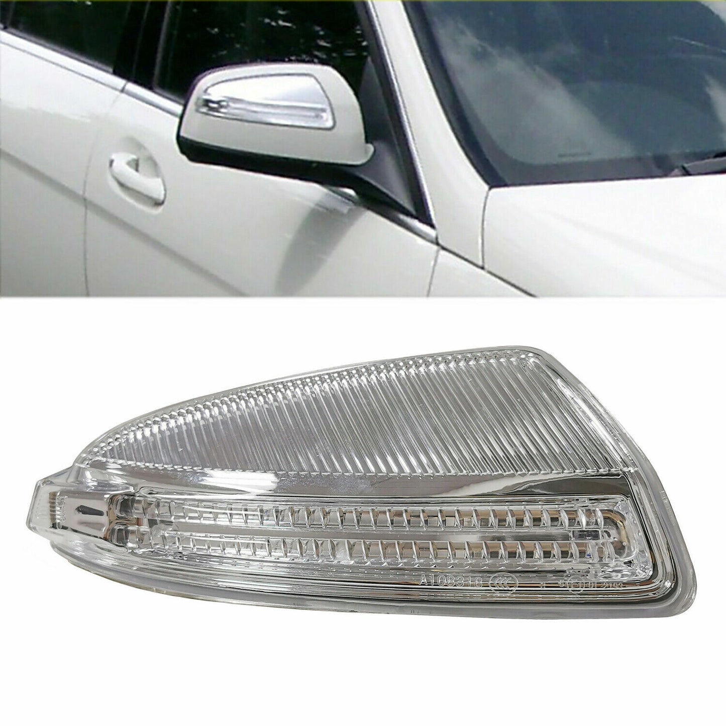 A pair of door mirror turn signals are applicable to for Mercedes-Benz W204, W639, C63, C300, C350, and AT