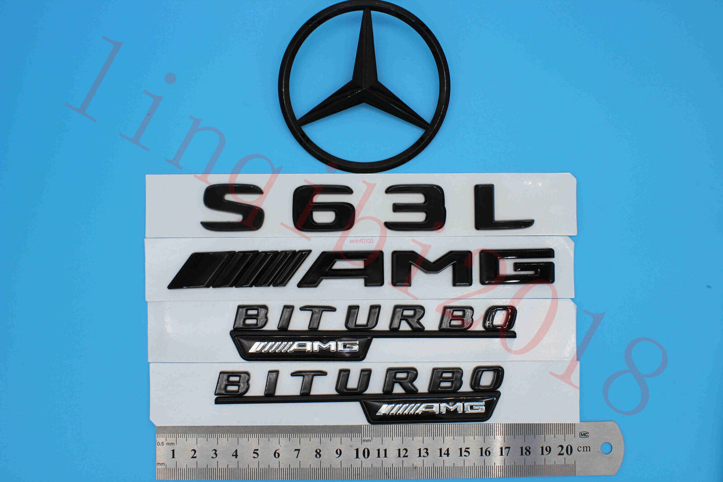 Gloss Black S63L Trunk Logo Sticker Decal Emblem Badge Package for W221 S63 S63L