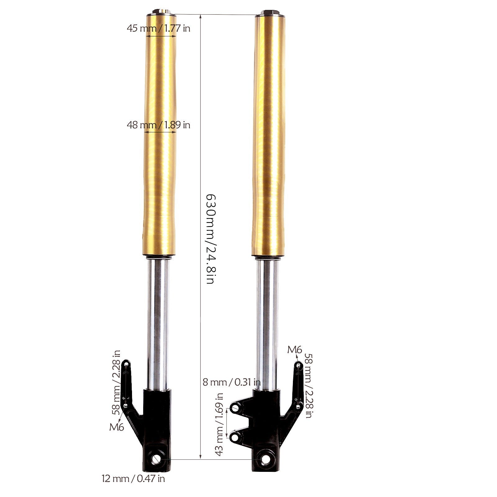 Fork assembly + 14-inch wheels 60/100-14 for mini pit cross-country bikes CRF50 110CC 125