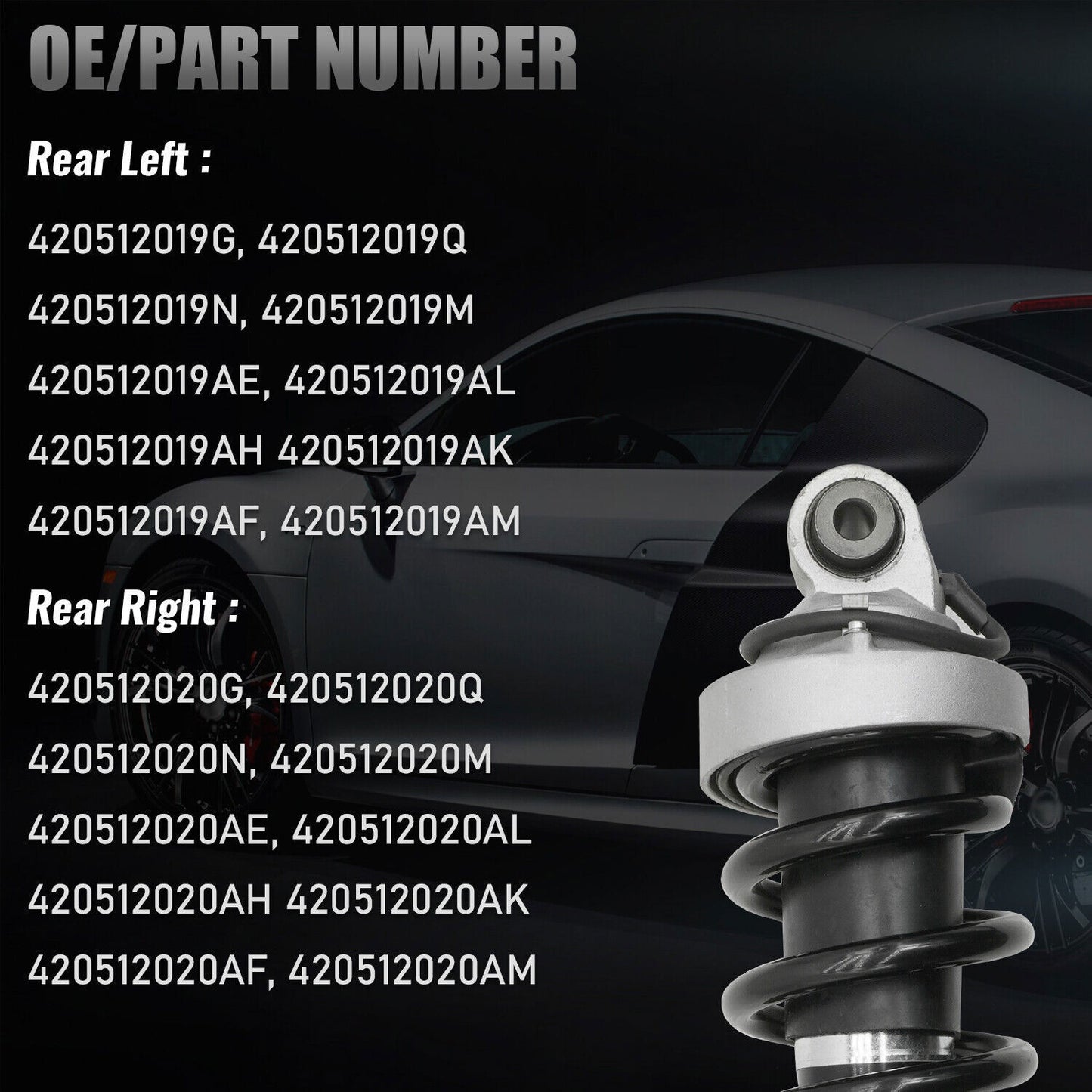 2 front shock absorber struts, Assys A2043233000, suitable for Mercedes-Benz W207, W204, W212 with ADS