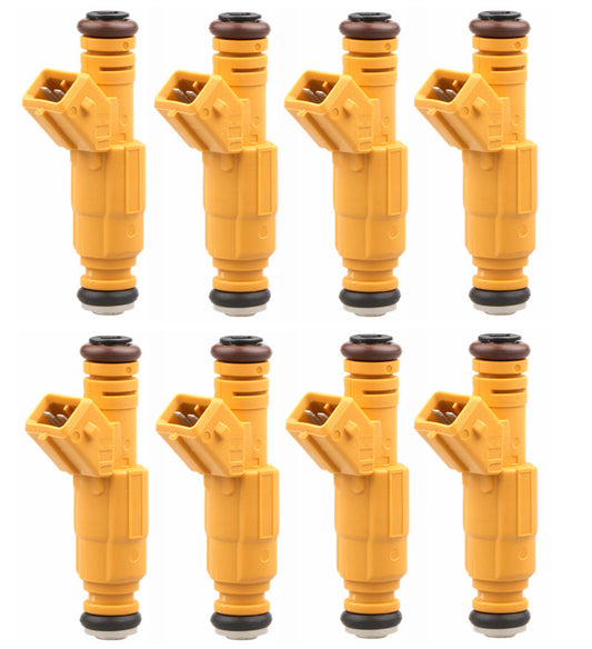 8-piece fuel injector kit for Ford for Mercury 4.6L, 5.0L, and 6.8L engines. Replacement parts 0280155710