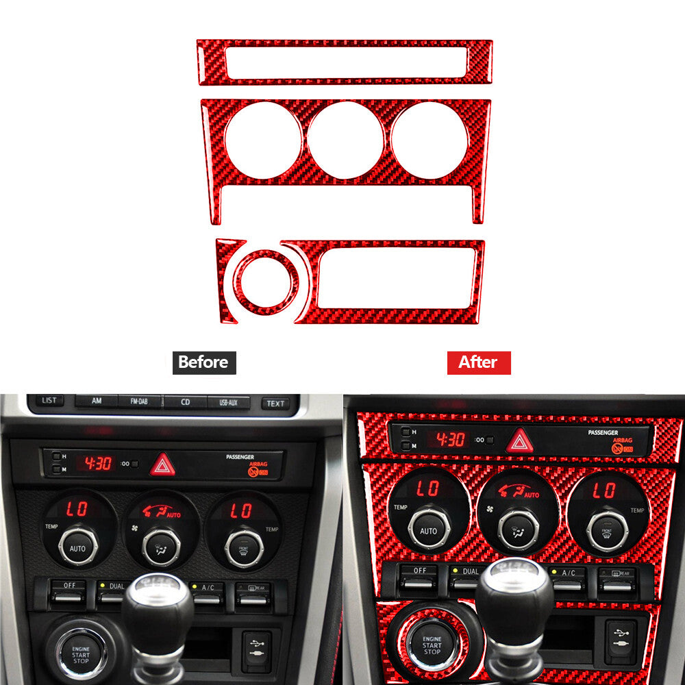 5Pcs Red Carbon Fiber Center Control Panel Trim Cover for Subaru BRZ for Toyota 86