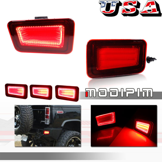 Suitable for 2005-09 for Hummer H2, Red Rear Bumper Reflector Tail Brake Light LHRH 2-Piece Set