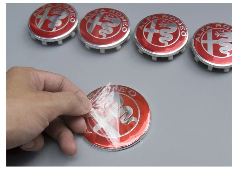 8 sets of for Alfa Romeo red wheel center cap rear steering wheel badges