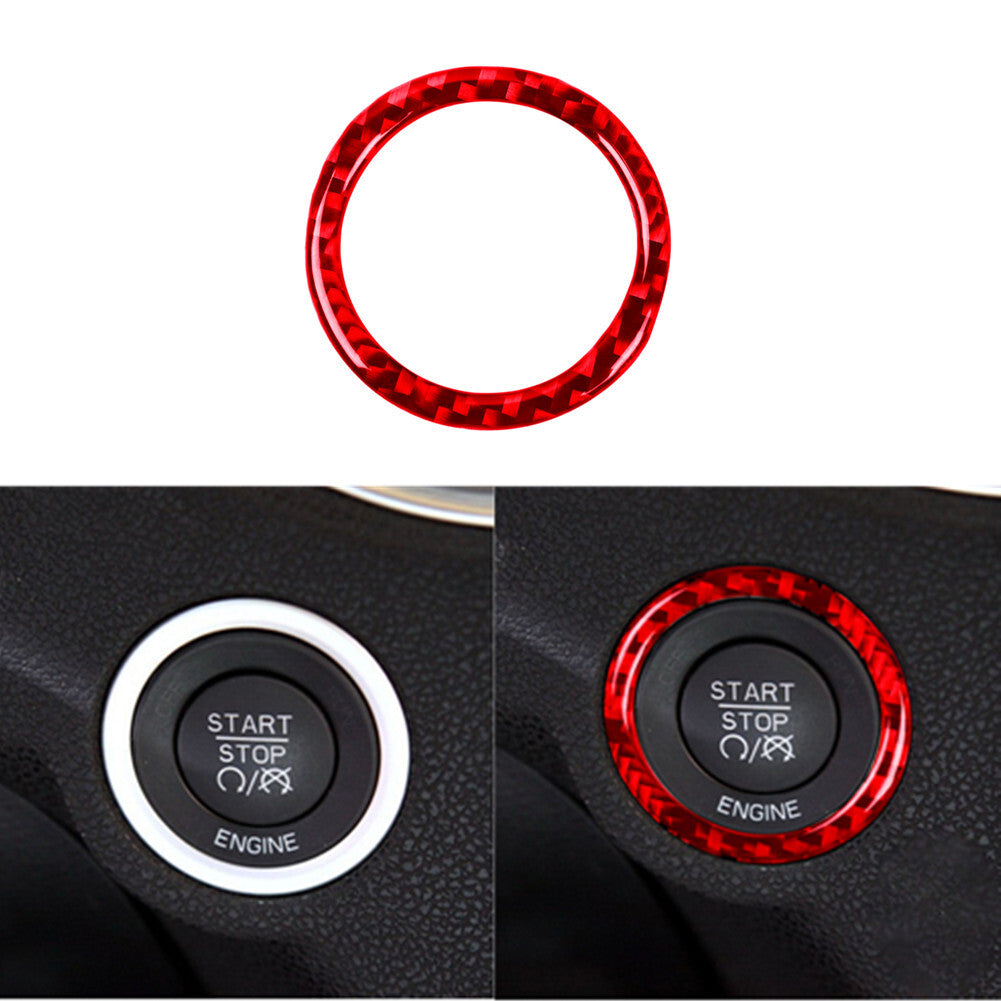 for Dodge Charger Red Carbon Fiber Engine Start Stop Button Trim Cover 2011-2014