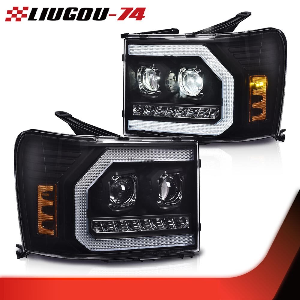 new LED DRL tube projector headlight suitable for 07-13 for GMC for Sierra 1500 2500HD 3500HD projectors.