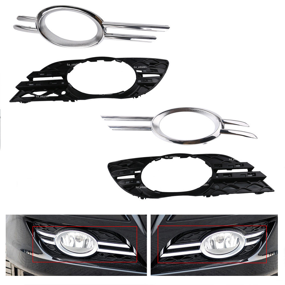 Set LR Fog Light Bumper Cover Grill Chrome Trim for Mercedes 07-09 E-CLASS W211