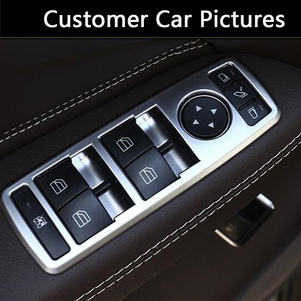 5PCS Silver ABS Window Lift Switch Button Frame Trim for Benz A B C E GLE GLA
