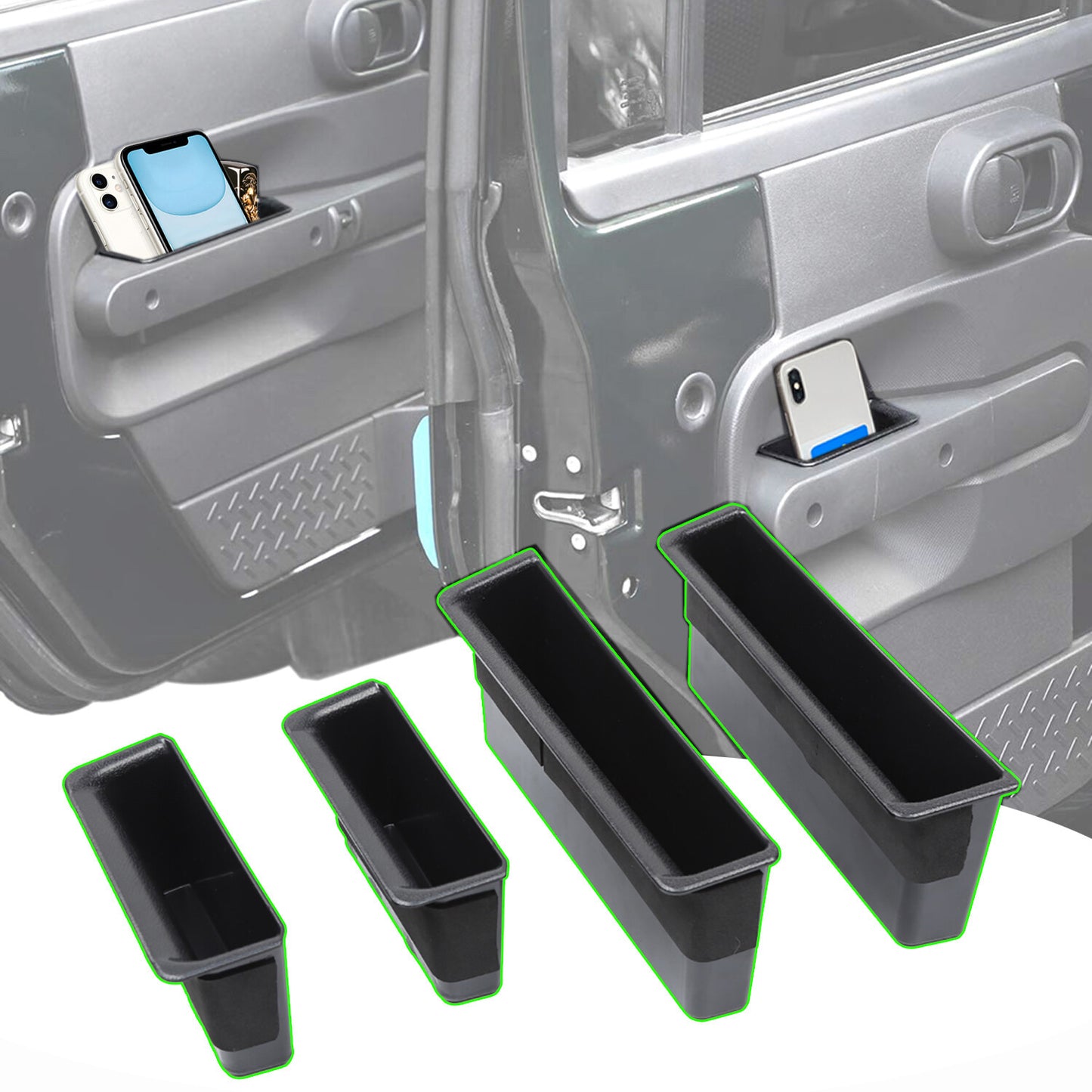 4pcs Car Side Door Grab Handle Storage Box for Jeep for Wrangler JK 2007-2010 JK JKU