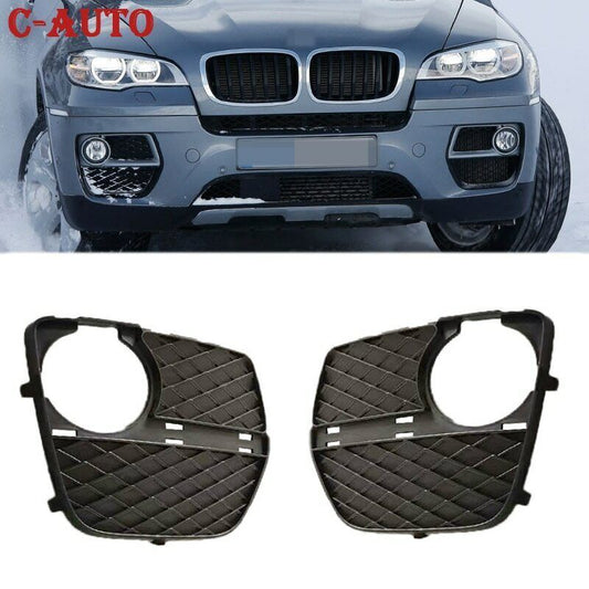 A pair of front bumper fog light enclosed mesh barbecue grills suitable for BMW X6 E71 2012 - 2014.