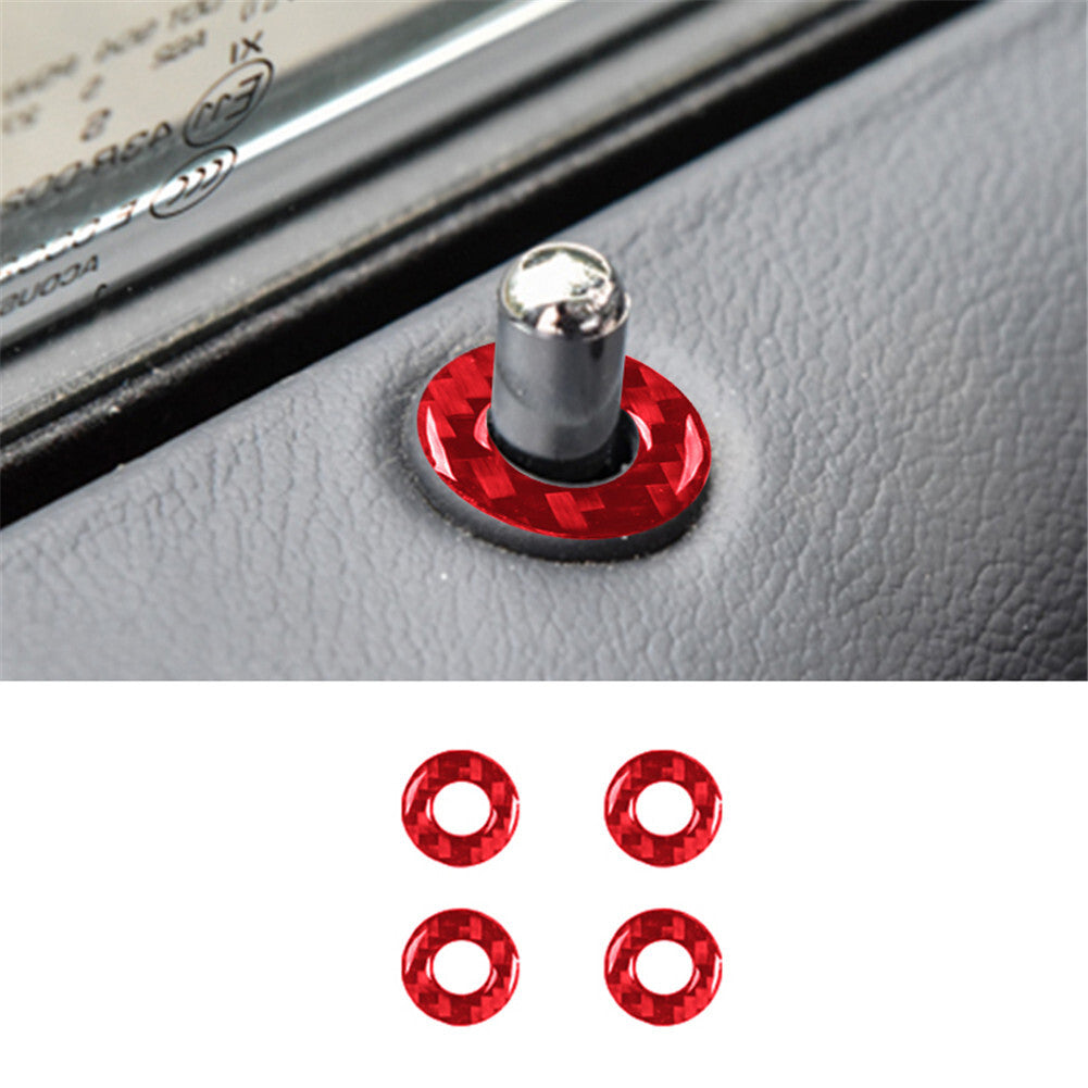 for Chrysler 300 2015-2017 4Pcs Car Door Latch Frame Trim Cover Carbon Fiber Red