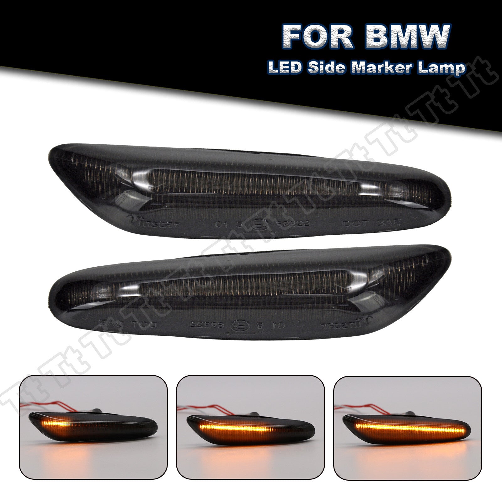 Sequential smoked LED side marker lights suitable for BMW E60 E61 E82 E88 E90 E91 E92 E93