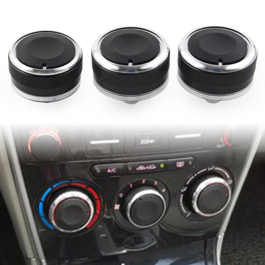 3x Air Conditioning Heat Control Knob A/C Switch Decor Fit for Mazda 6 2003-2008