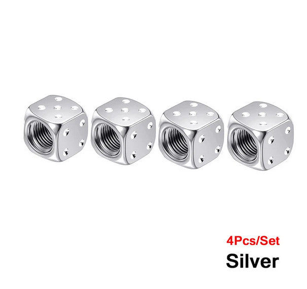 4-piece car tire valve cover rod air dust cover dice silver for Lexus for Infiniti