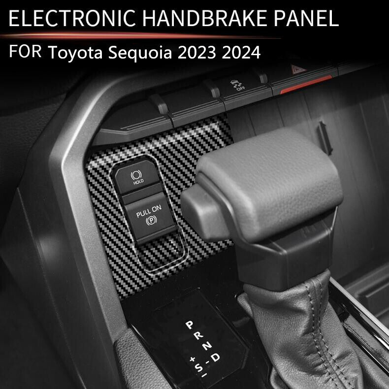 Carbon fiber electronic parking brake frame cover trim for Toyota Sequoia 2023 2024