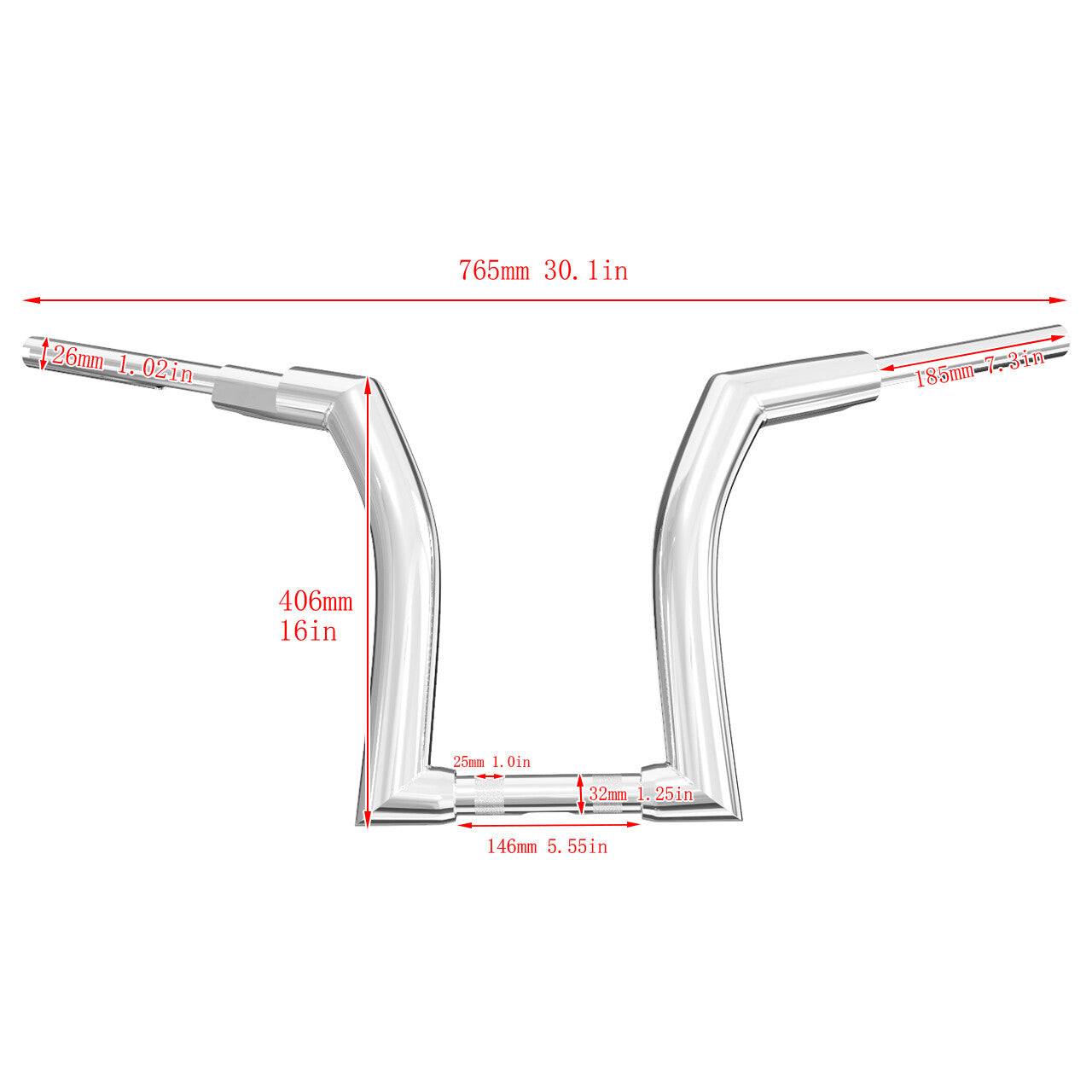 Chrome 16 Ape Hanger Handlebar 1.25 Rise for Harley Street Electra Glide 00-13