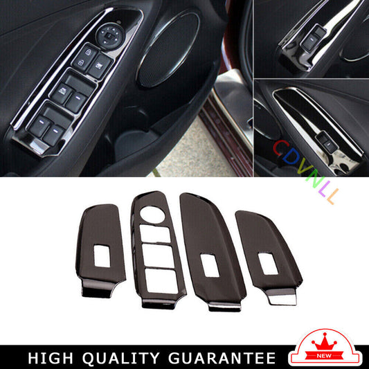 Glass Window Lifting Lock Panel Trim 4PCS for Kia K3 Forte 2014-2018 Black Steel