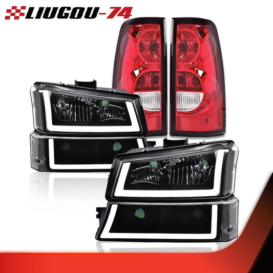 Suitable for 2003-2007 SILVERADO LED DRL, black headlights + taillights, new.