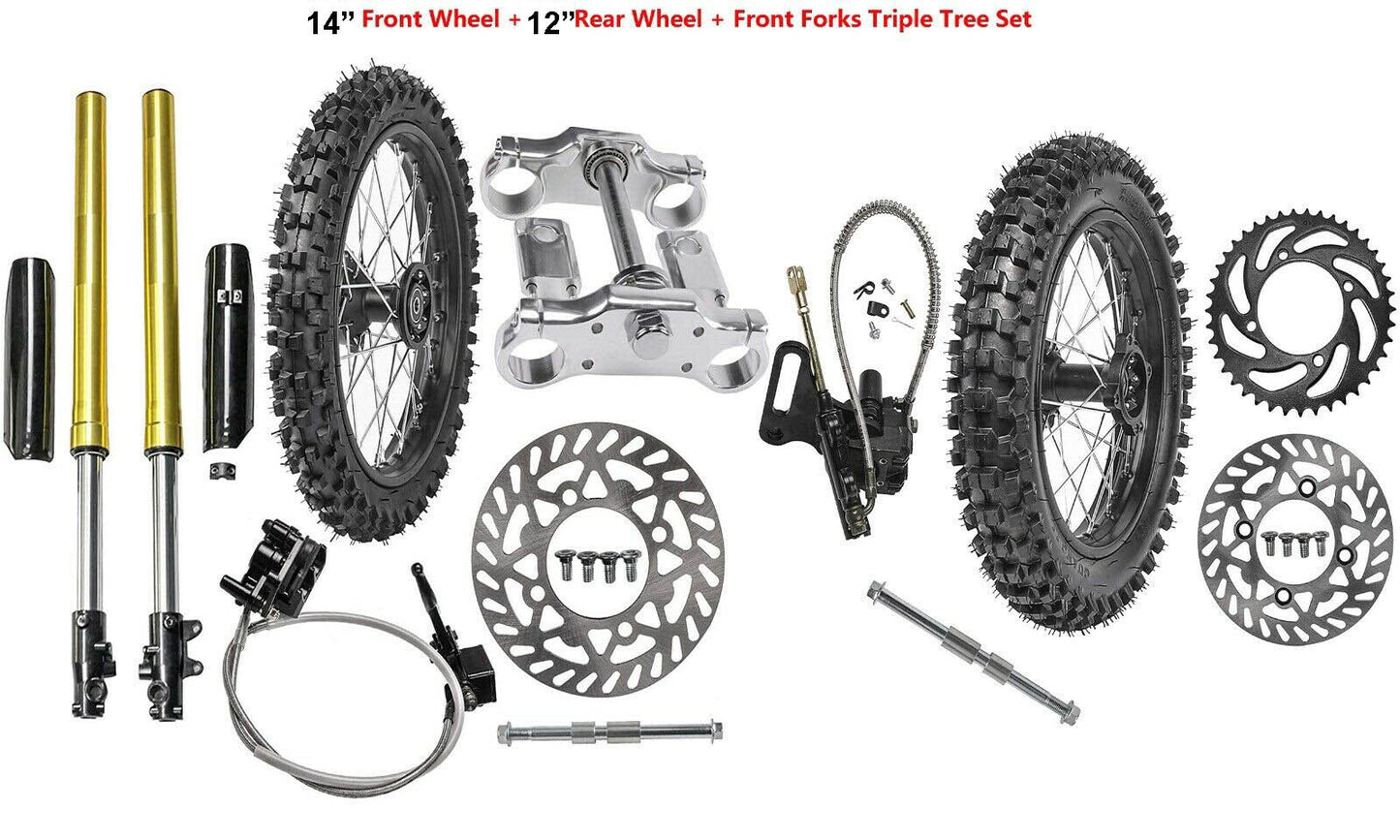 14 12 Wheels 80/100-12 60/100-14 Tyre + Front Forks Swingarm CRF70 KLX110 TTR