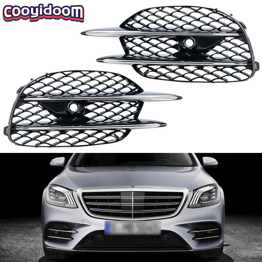 1Pair Front Fog Light Cover Bezel Grille for Mercedes-Benz S-CLASS W222 Sports