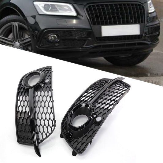 Pair Front Bumper Fog Light Grill Grille Cover for Audi Q5 2013-17 Black