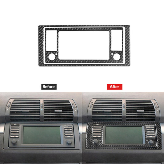 2X Carbon Fiber Middle Navigation Panel Trim Type A for BMW X5 2000-2006