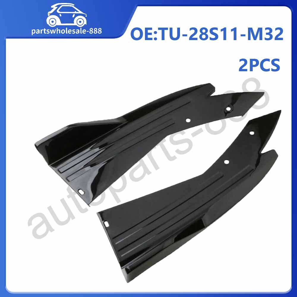 2-Piece Car Rear Bumper Boiler Lip Separator Diffuser Wing Gloss Black