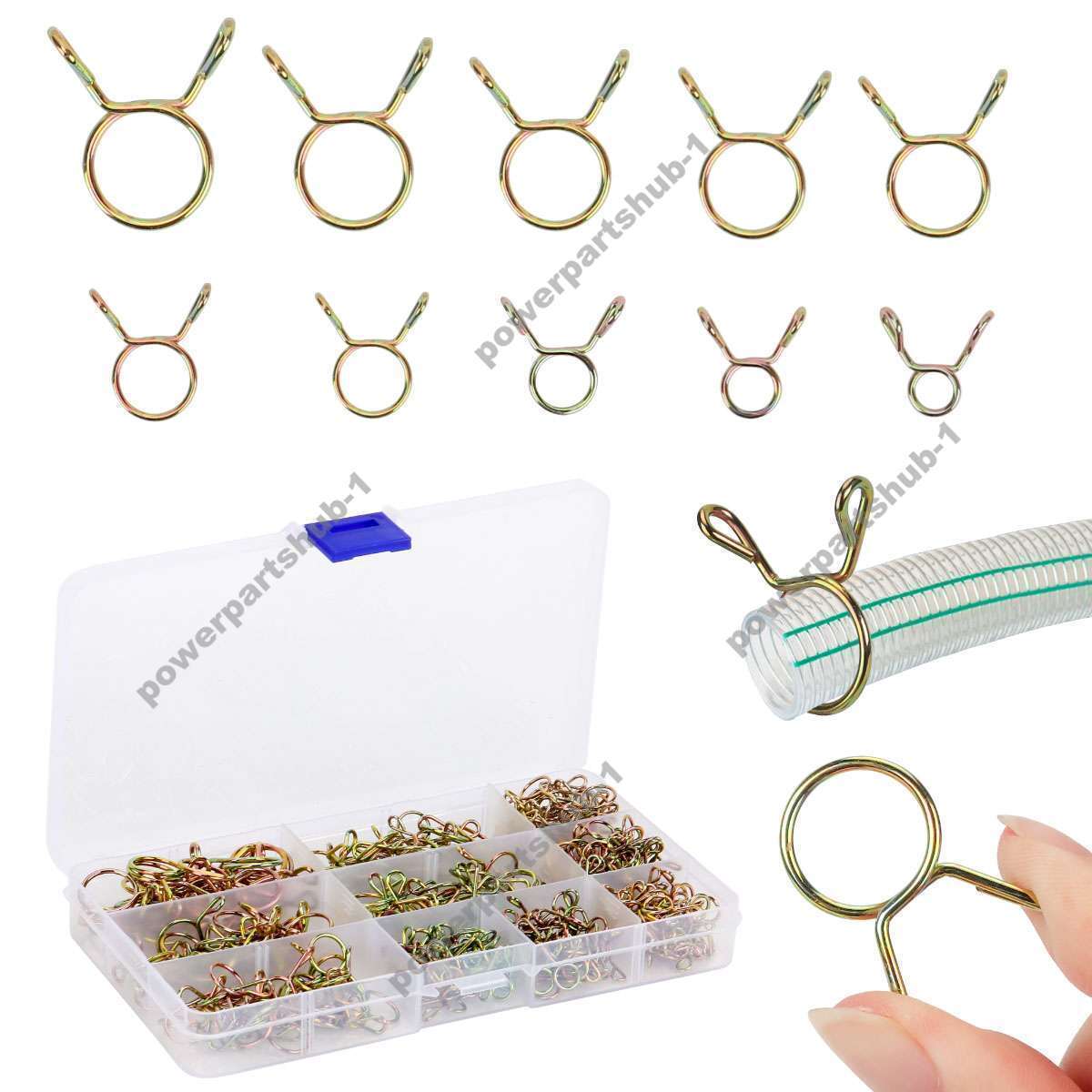 250 PCS Assortment Kit Fuel Line Hose Tubing Spring Clips Clamps for Motorcycle