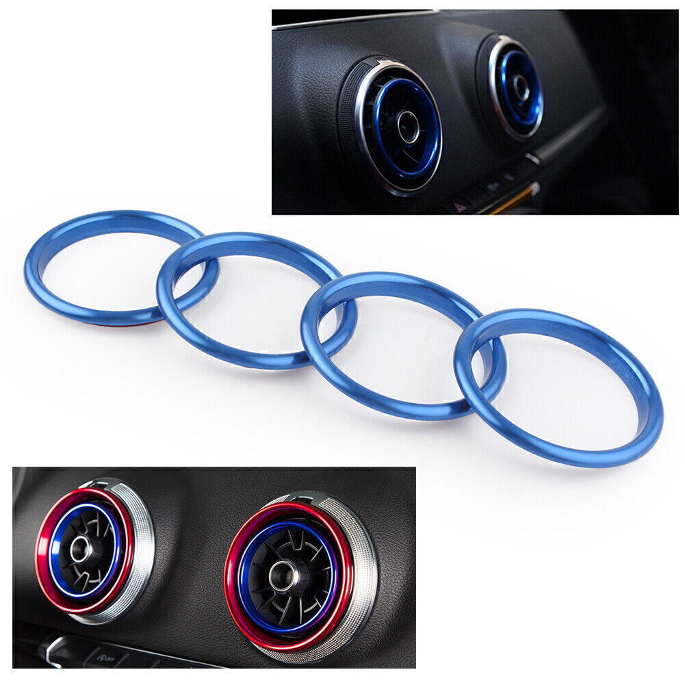 Interior Inner Blue Air Vent Outlet Decor Rings Cover Fit for Audi A3 8V 2012-2019