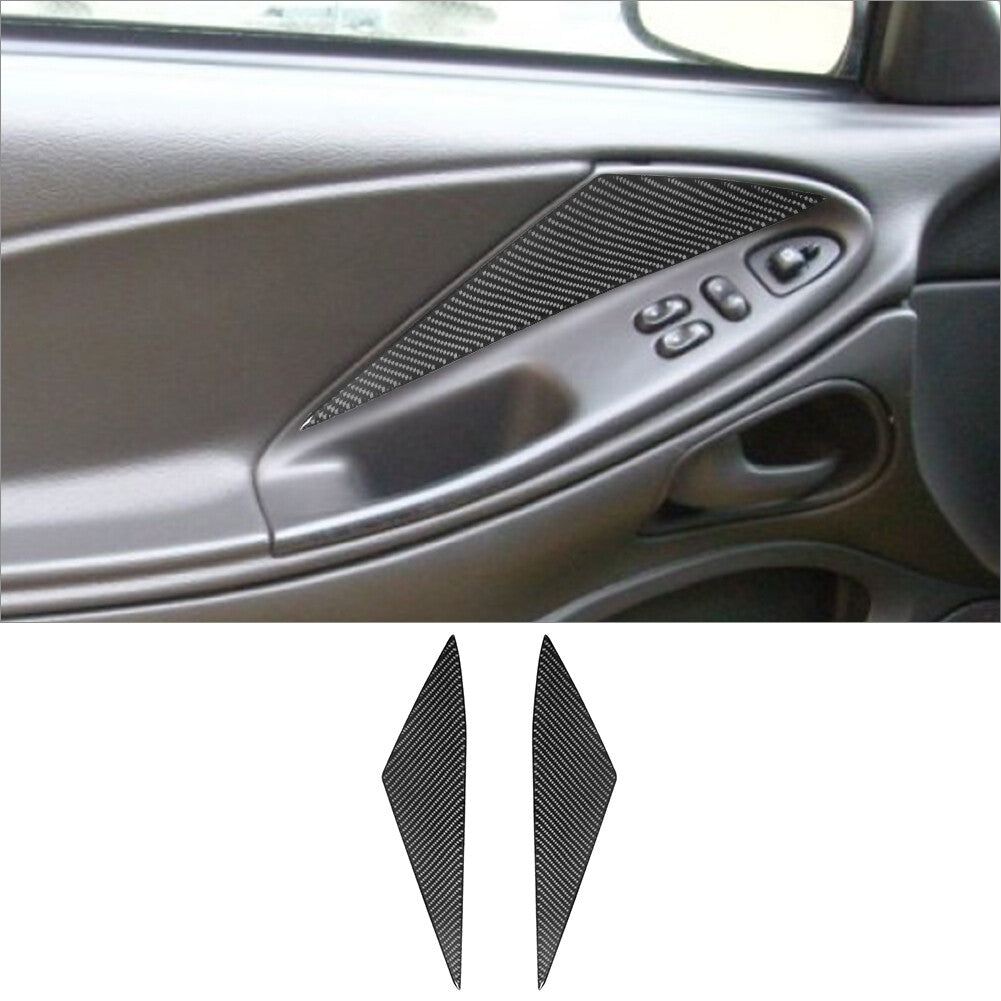 2Pcs Carbon Fiber Door Panel Cover Trim for Ford for Mustang Convertible 2001-2004