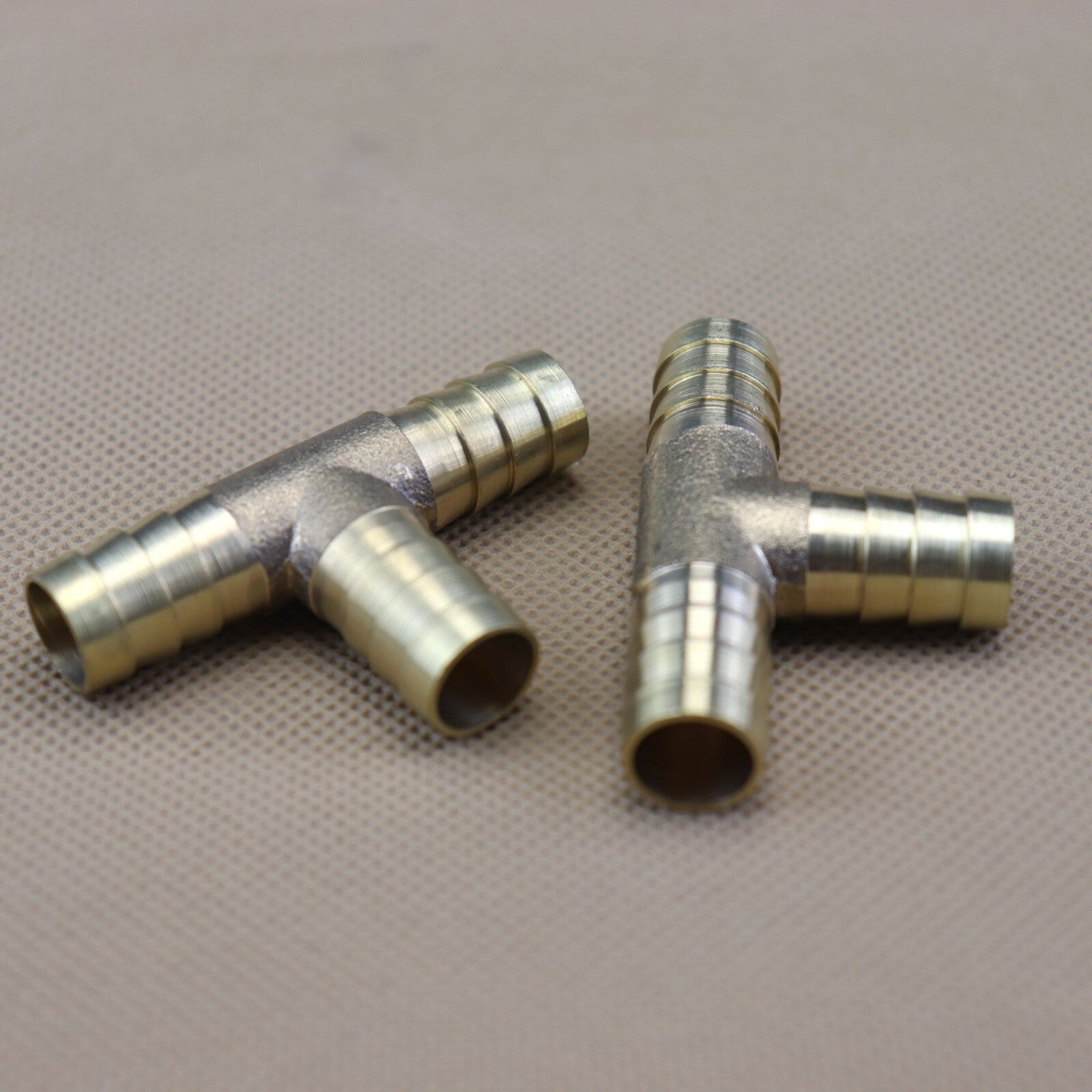 2PCS T Fitting Hose Barb Connector 1/2(12mm) Air Fuel Water 3-Way Brass Tee