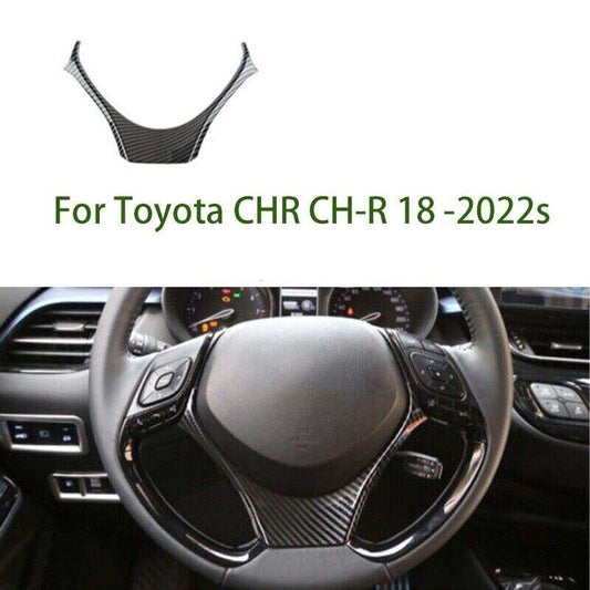 for Toyota CHR CH-R 2018-2022s Carbon Fiber Steering Wheel Blade Cover Trim 1pcs