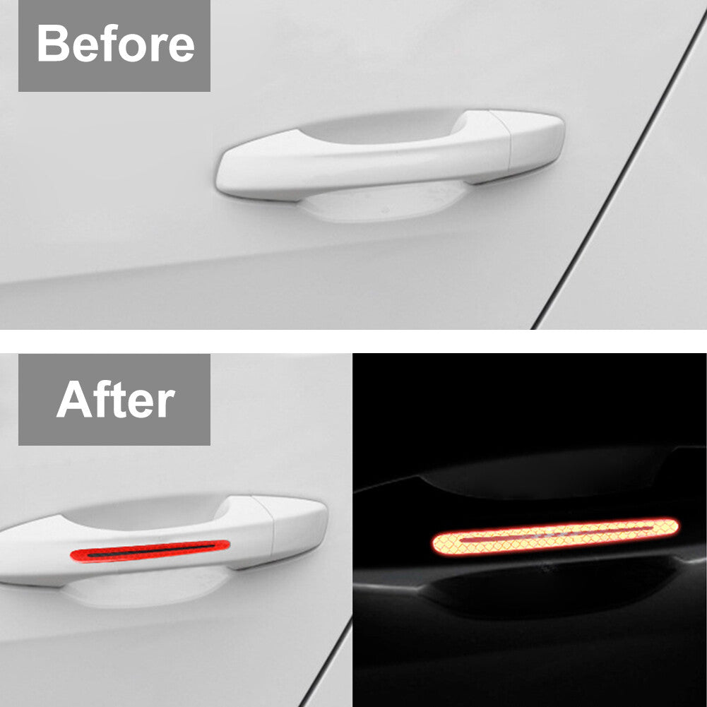 4x Carbon Fiber Style Car Door Handle Reflective Sticker Scratches Protection