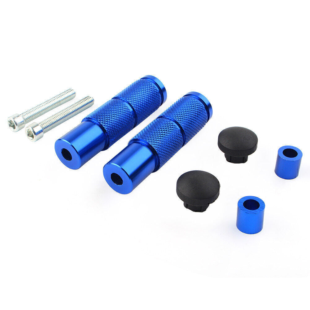 Motorcycle Universal Bike Footpegs Rear Set Pedals Racing Blue CNC