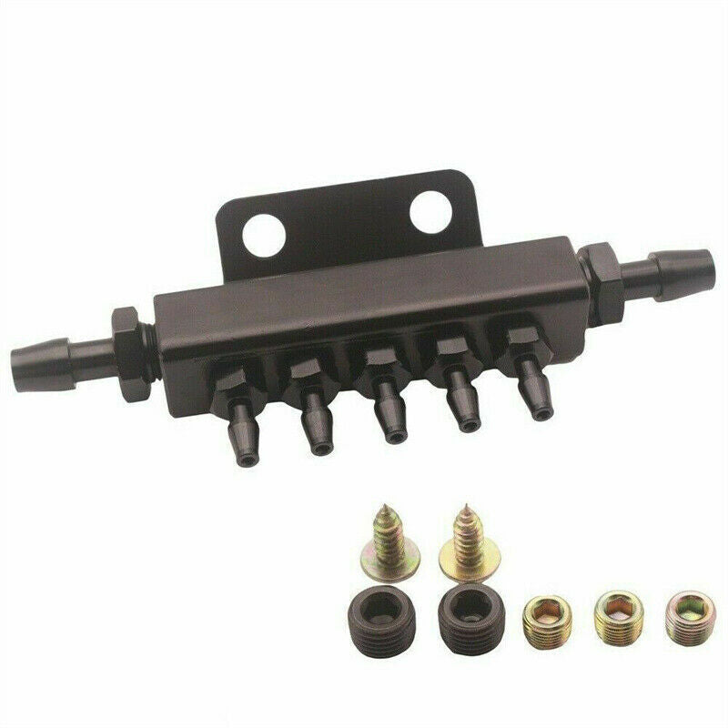 5 Port Car Vacuum Block Intake Manifold Kit Fuel Gas Wastegate Turbo Boost Black