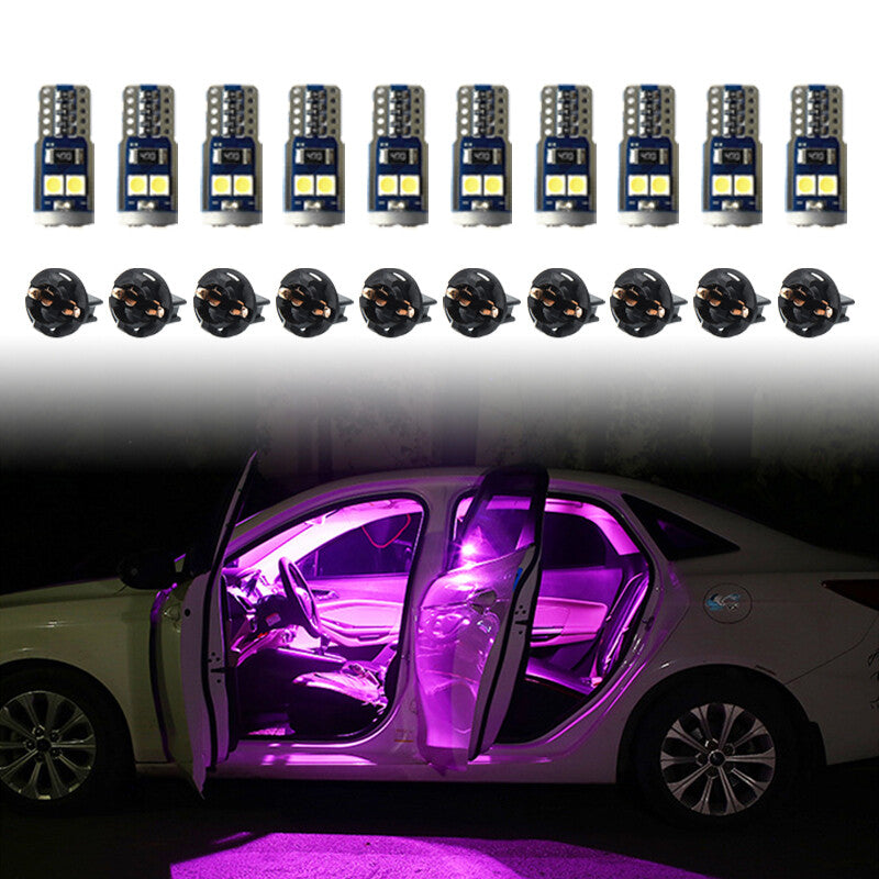 Pink Violet Light 10Pcs T10 3030-6SMD LED Lights License Plate High Lights Bulb