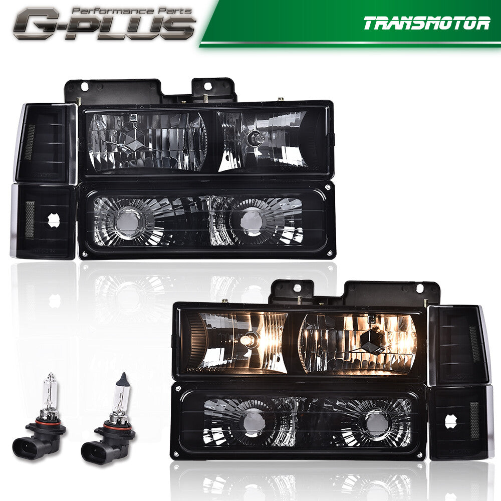 Suitable for 94-98 C/K for Sierra Suburban, smoke lens black headlights + bumper lights