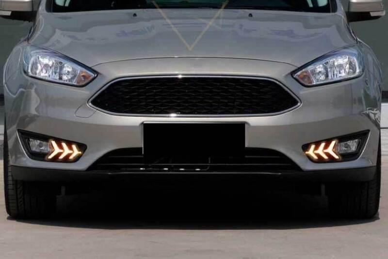 Fit for Ford Focus 2015-2018 Tricolor Front Bumper Lamp LED Fog Light Refit 2PCS